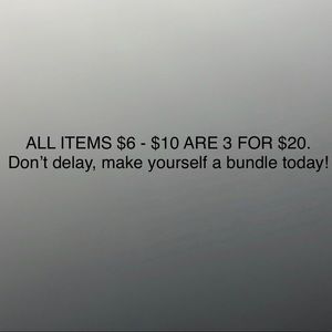 Items $6 to $10 are 3 for $20